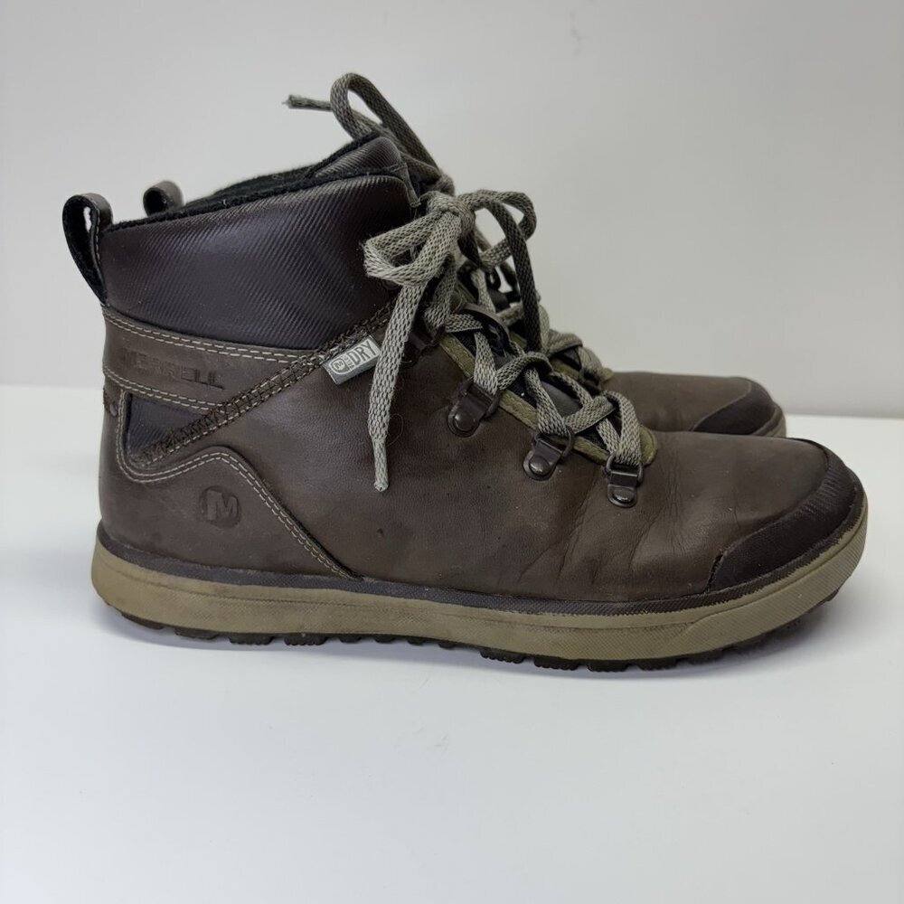 Merrell Black Slate Leather Hiking‎ Boots Mens Size 8 Lace Up Select Warm J23627